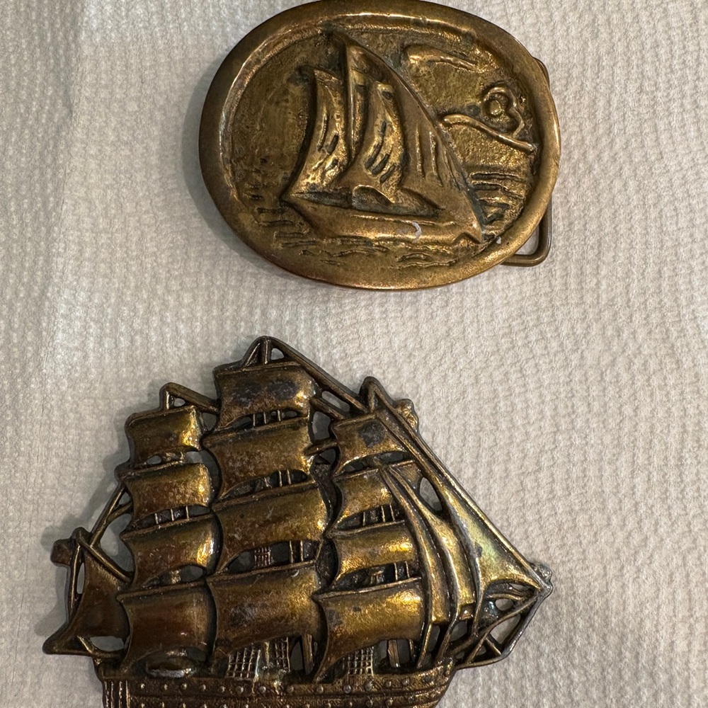 Nautical Brass Ship Vintage Belt Buckles